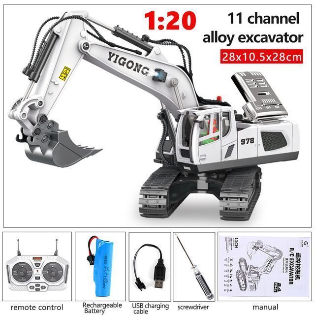 RC Excavator White