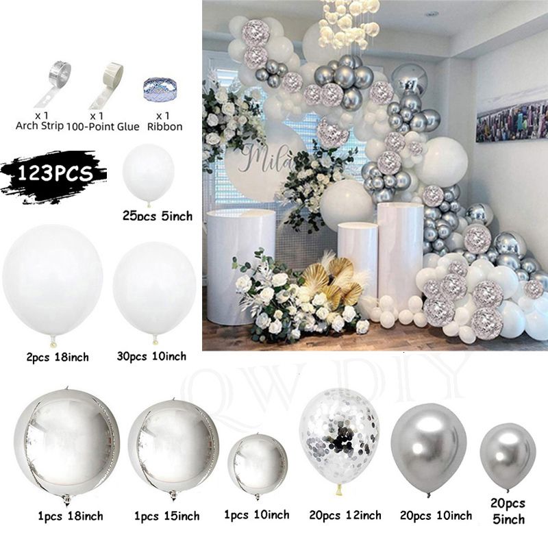 123pcs White Sliver-round-AS Pictures