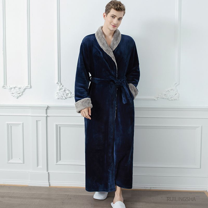 Men Fur Robe Navy-M