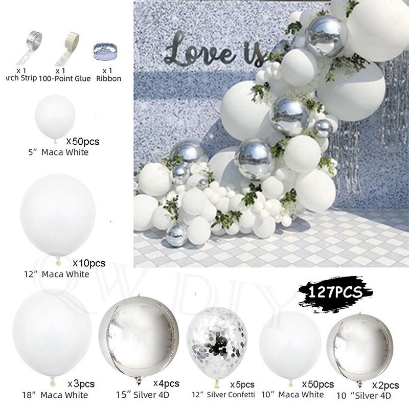127pcs White Sliver-round-AS Pictures