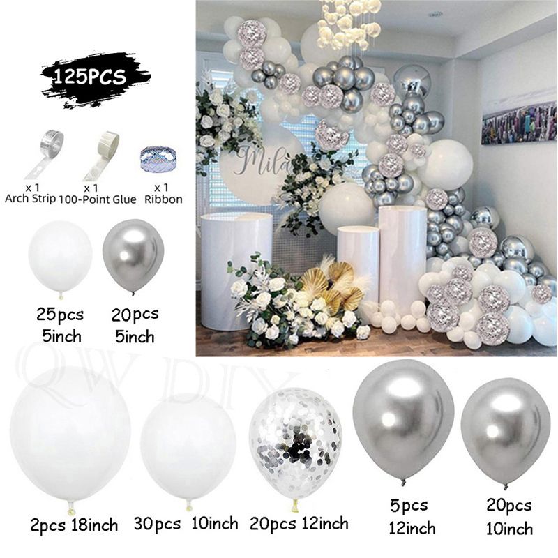 125pcs White Sliver-round-AS Pictures