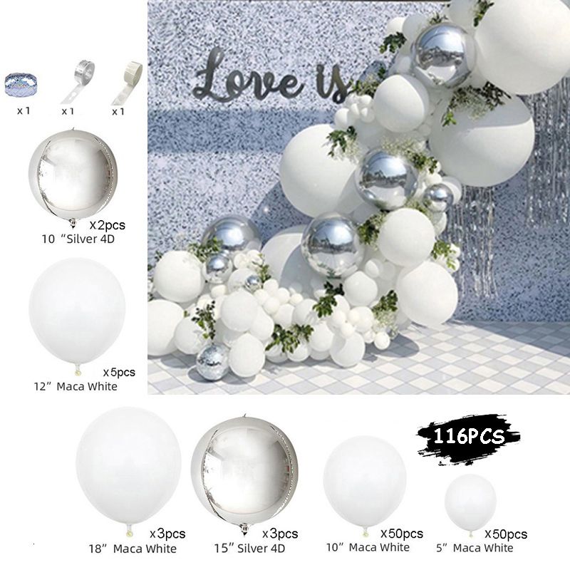 116pcs Blanc Sliver-Round-As Pictures