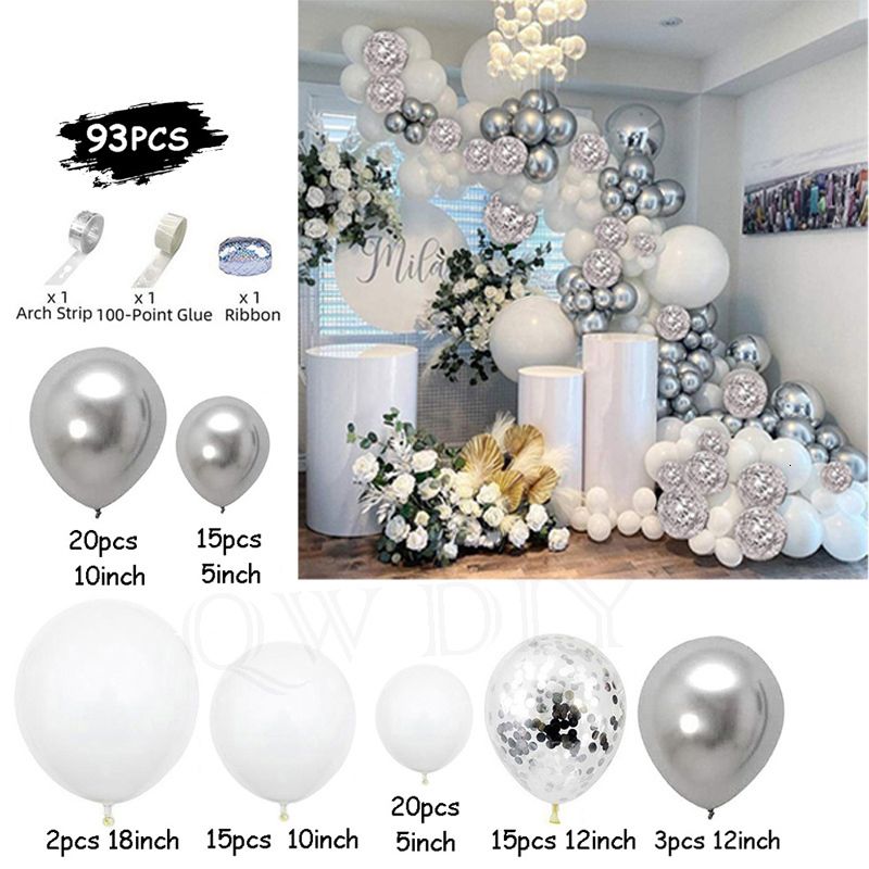 93pcs Blanc Sliver-Round-As Pictures