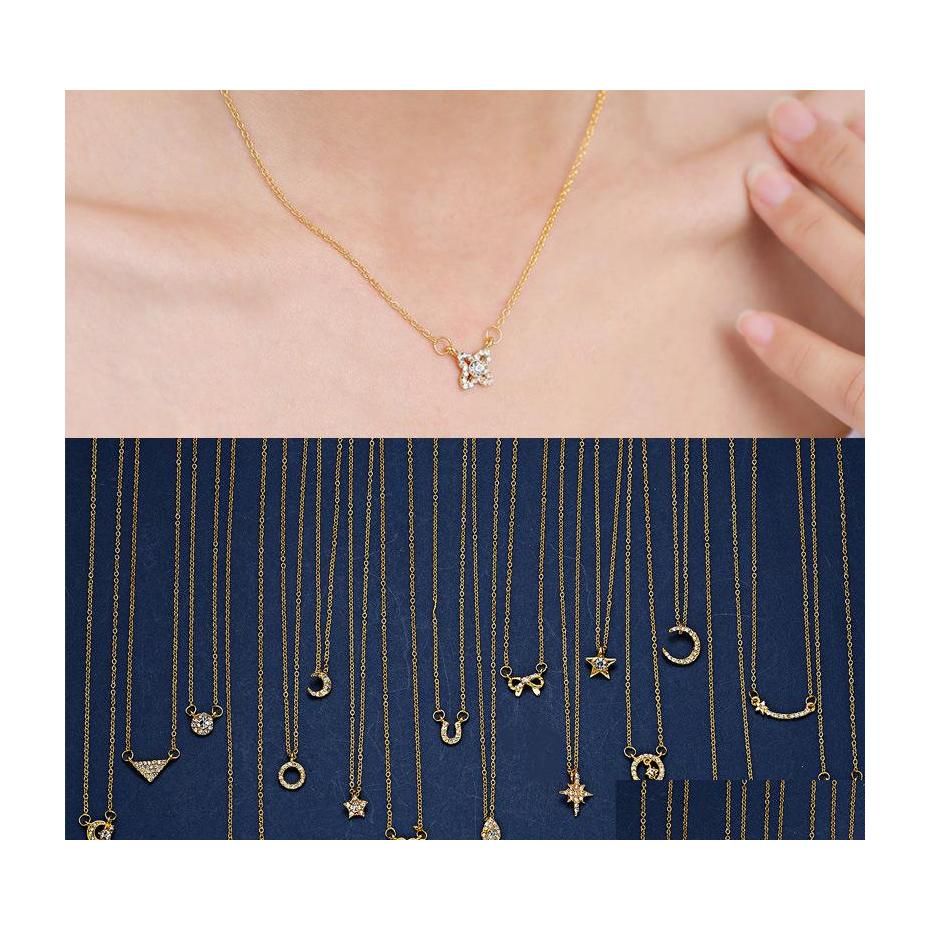 Pendant Necklaces Star Sky Paper Card Dogeared Necklace Series A Variety Of Diamond Clavicle Chain Womens Personality Jewelry Wholes Dhfnv