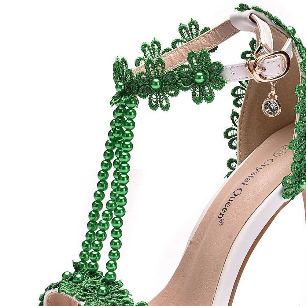 green 9.5cm heels