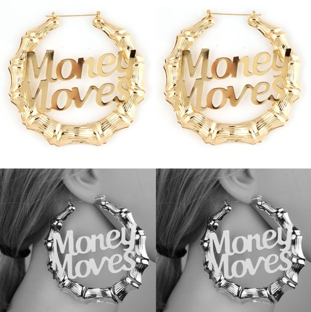 PARA PARTE PERSONALIZADO GRAN Nombre personalizado Pendientes de aro de bamb￺ de