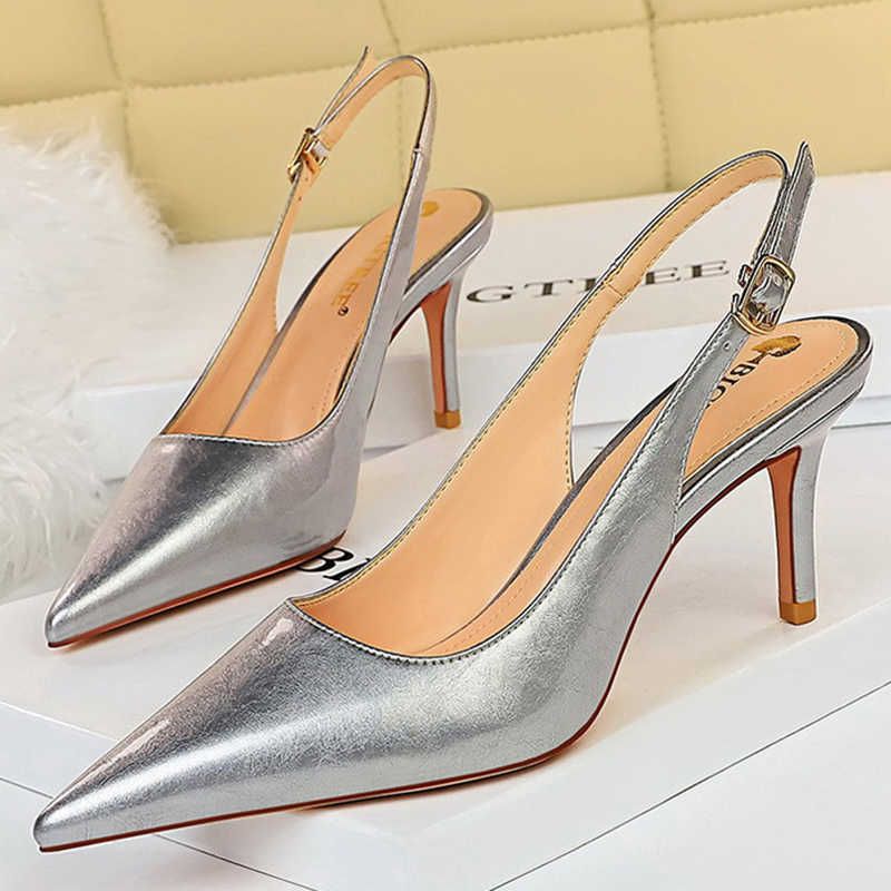 silver 7cm heels