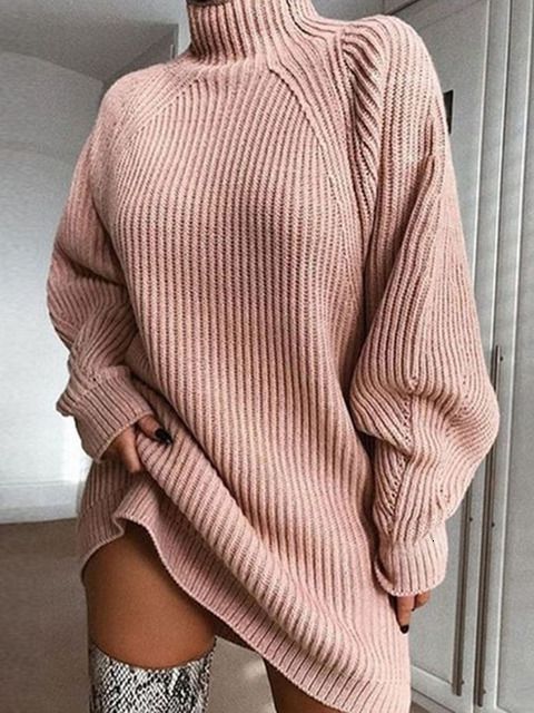 vestido de suéter rosa