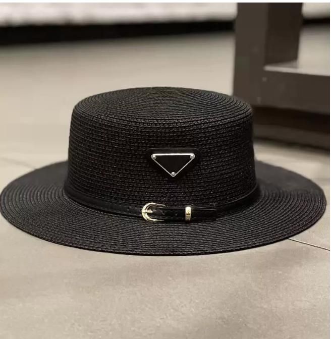 Black Straw Hat with Black Belt