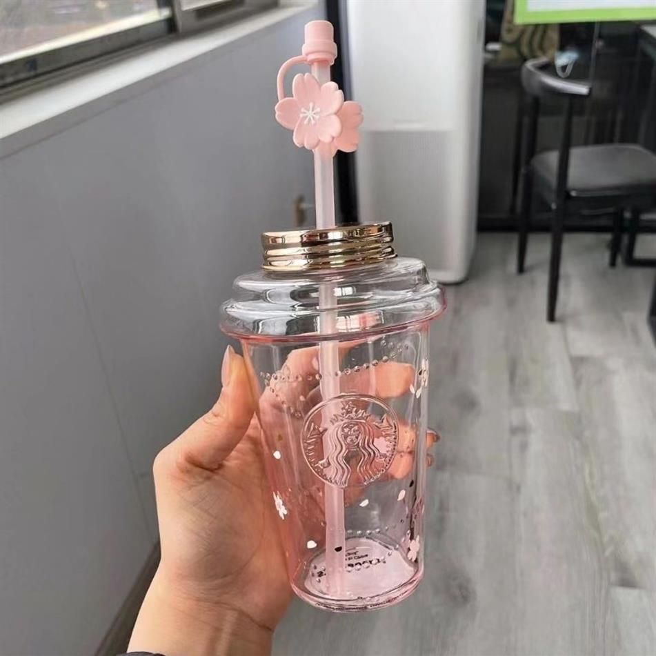 Starbucks Pink Cherry Blossom Gradient Mug With The Glass Straw