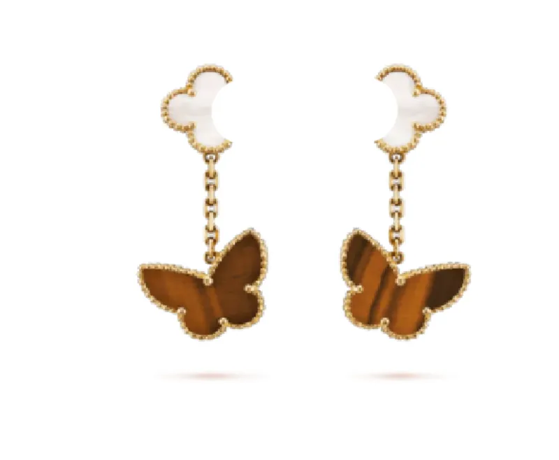 White+Tiger Eye Stone Butterfly (Gold)