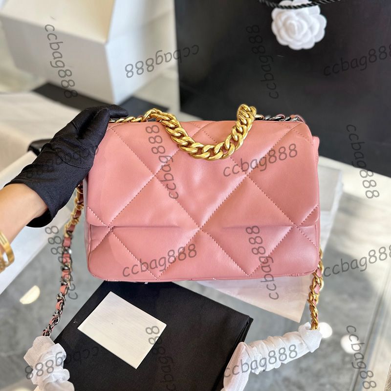Chanel 19 large iridescent pink calfskin leather, Luxury, Bags