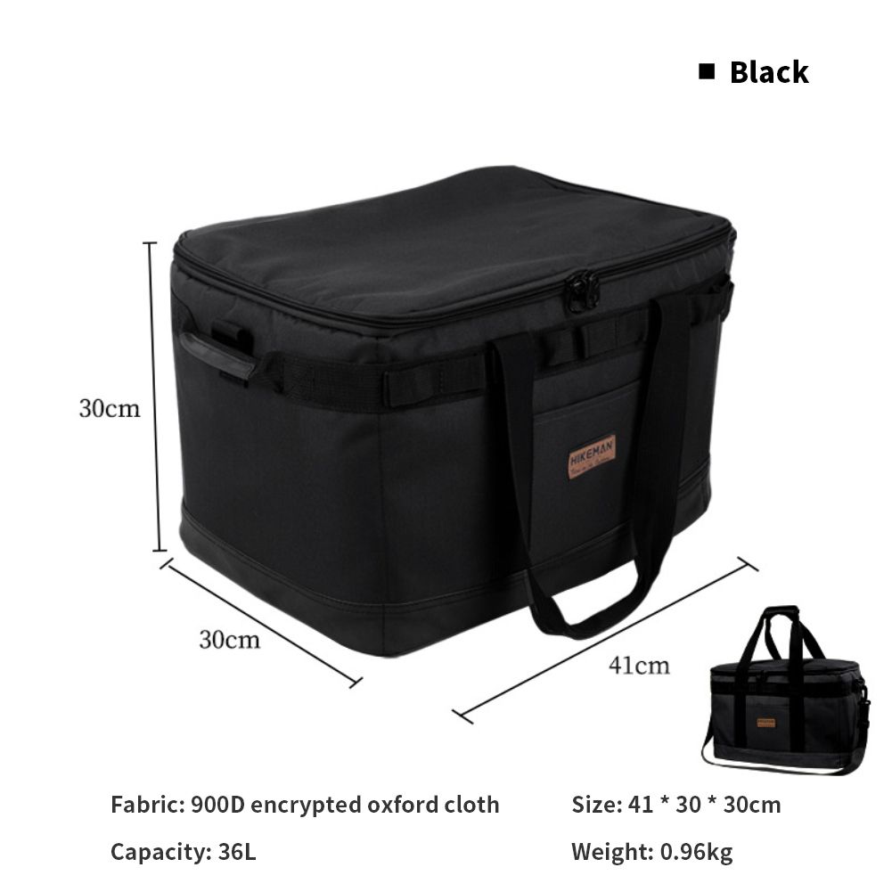 black camping bag