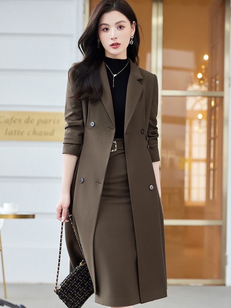 coffee skirt suit