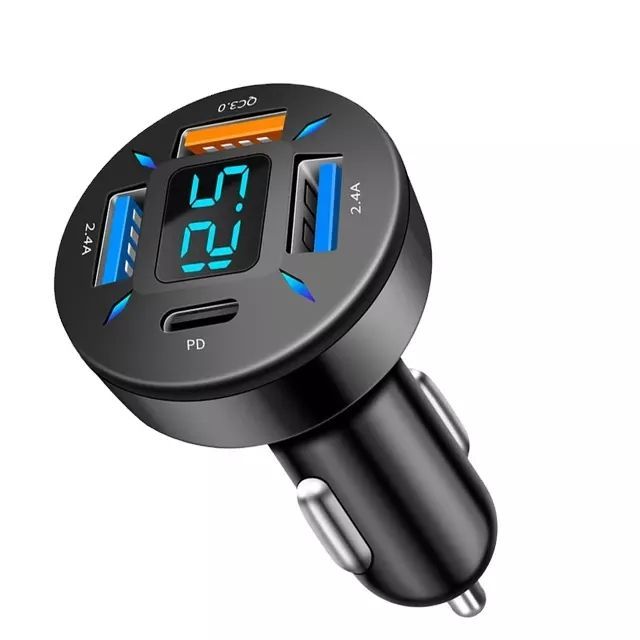 USB C Car Charger Adapter Digital 4 Port 66W Phone Chargers For