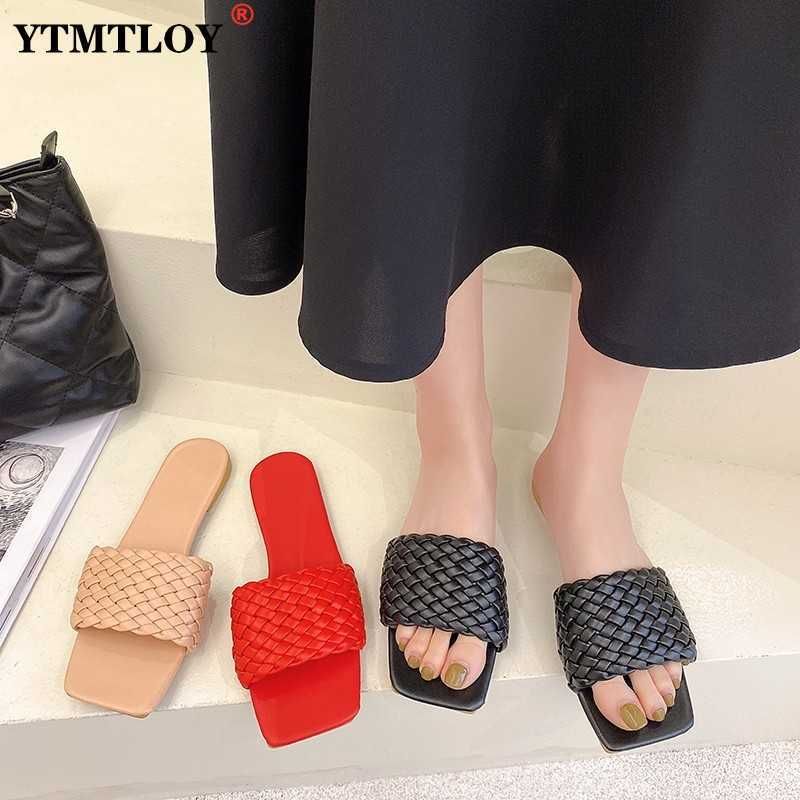 Zapatillas talla 42 mujeres sandalias de playa plana chanclas casuales para mujeres zapatos de tejido