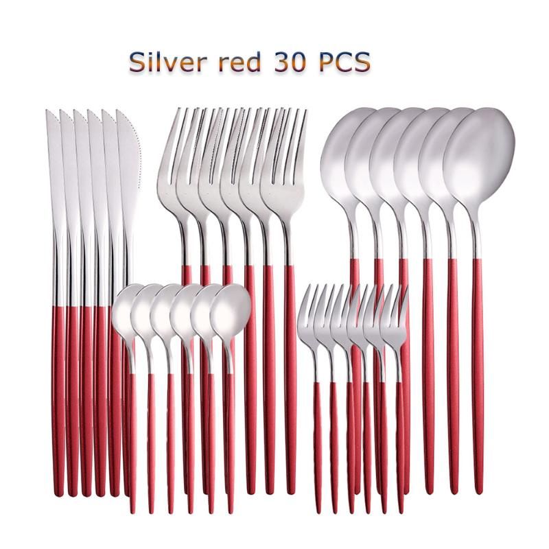 30pcs Silver Red