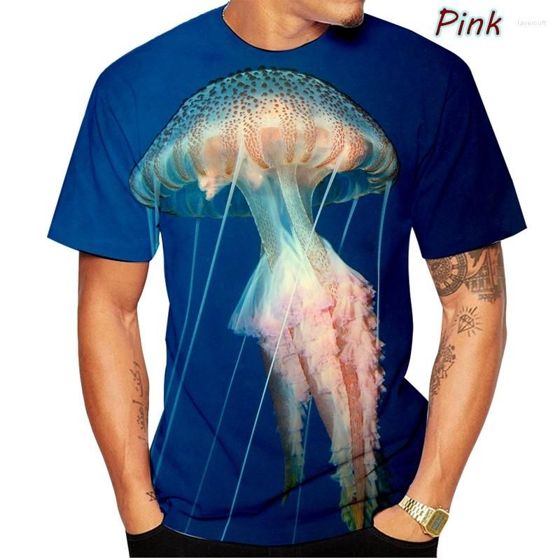 Mens T Shirts 2023 3D Print Deep Sea Jellyfish Shirt Going Out Street