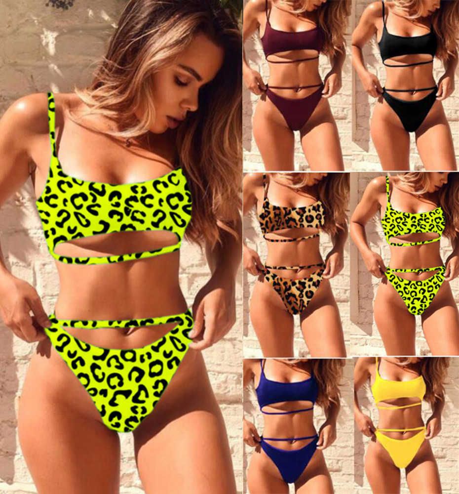 Swimwear de mujeres Sexy Leopard Bikinis 2019 Micro Bikini Set empuje tang bíqui de traje