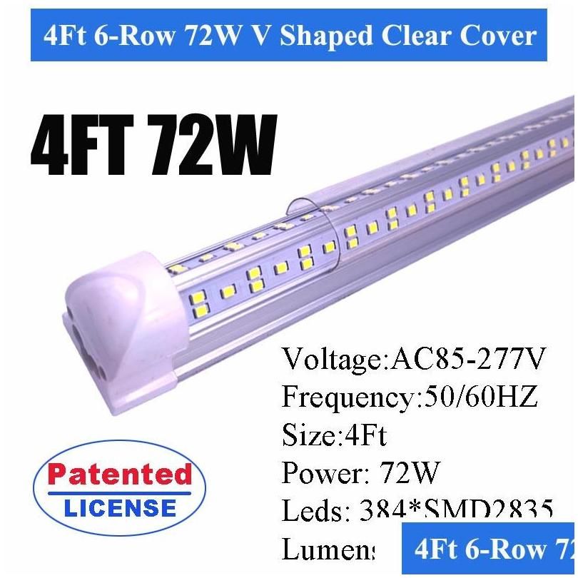 4Ft 72W V Integrated Tube Clear Cover