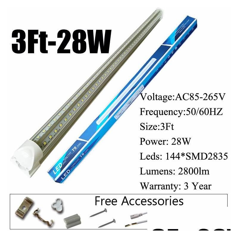 3Ft 28W V Integrated Tube Clear Cover