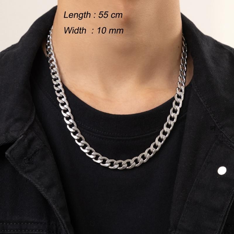 Colliers pendentifs à chaîne épaisse superposée avec collier de verrouillage en strass pour hommes, collier ras du cou épais en acier inoxydable à la mode 2023_voghion.com