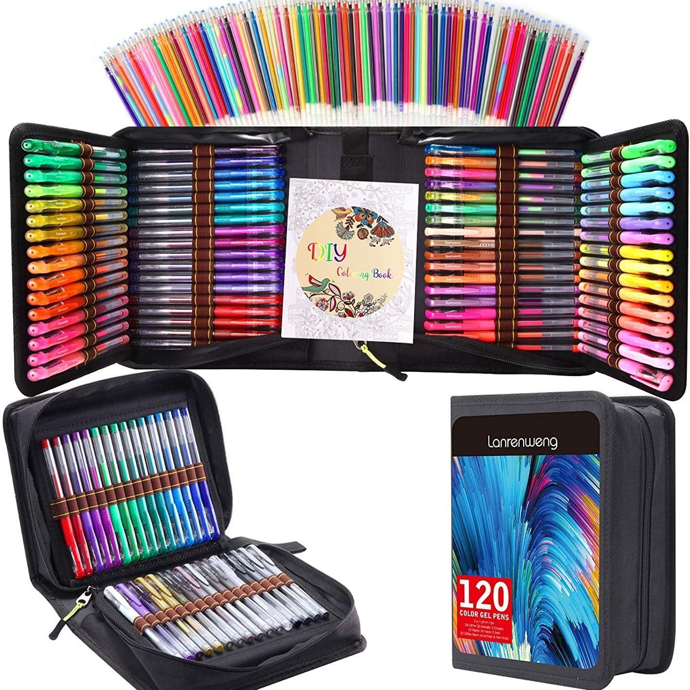 Smart Color Art 100 Colors Gel Pens Set for Adult Coloring Books Drawing  Painting Writing