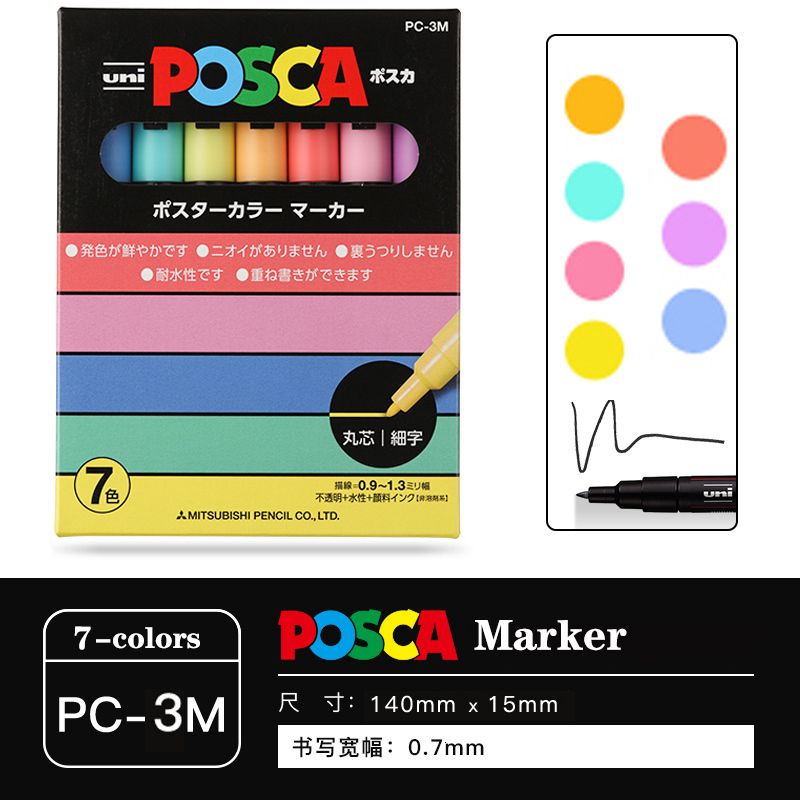 Pack 8 rotuladores POSCA 1M - Colores pastel - Three Feelings