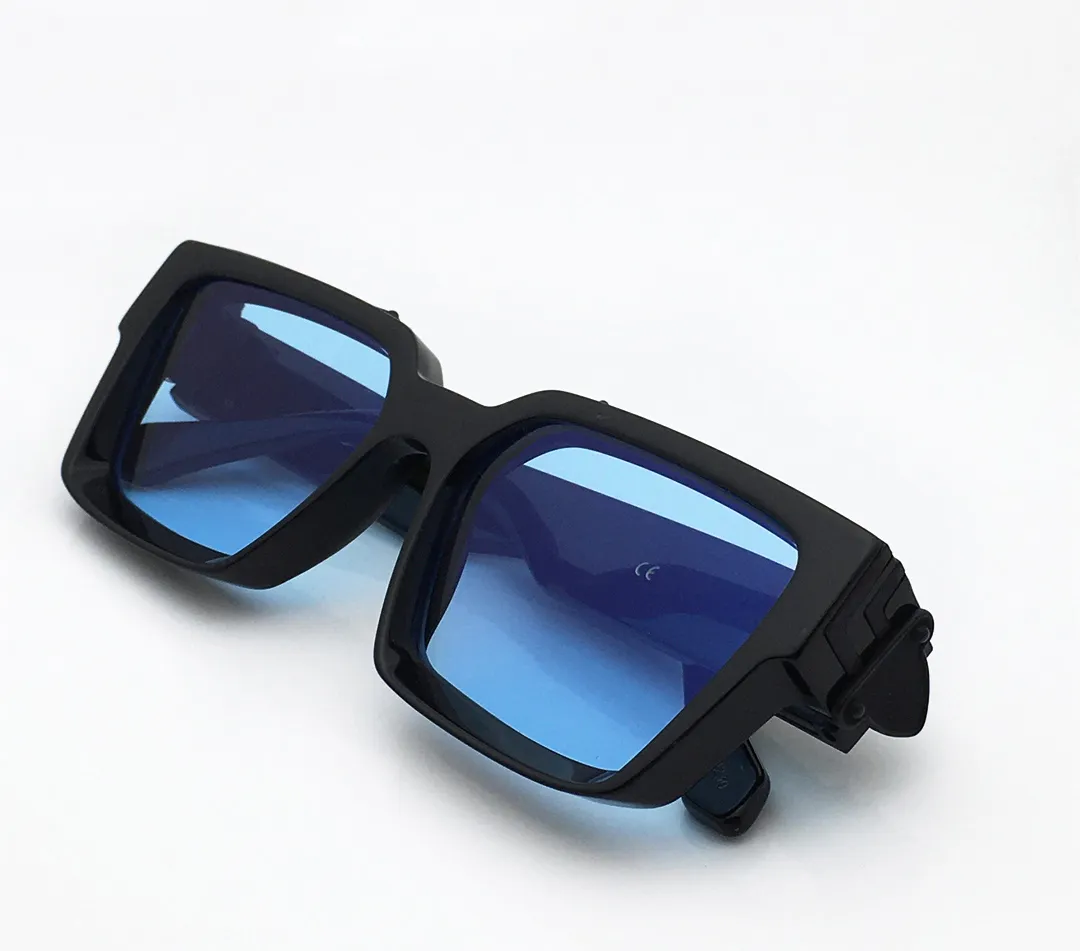 black frame blue lens