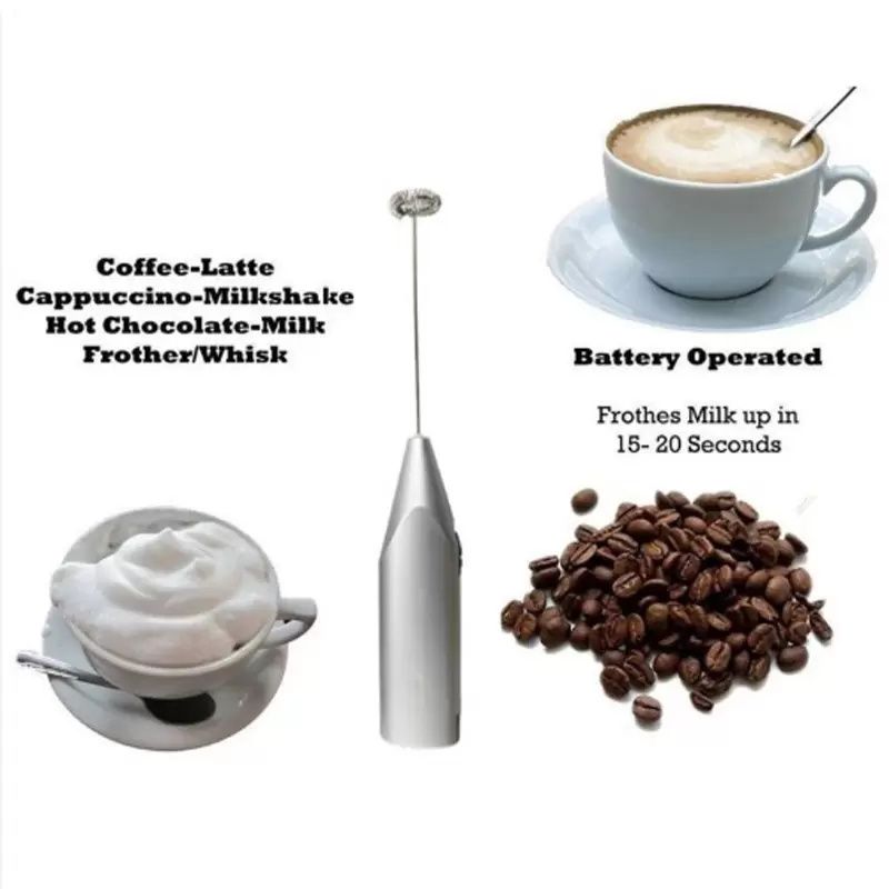 Milk Frother Handheld, Battery Operated Coffee Foamer Drink Mixer with 2 Stainless Steel Electric Whisks for Coffee, Latte, Cappuccino, Hot