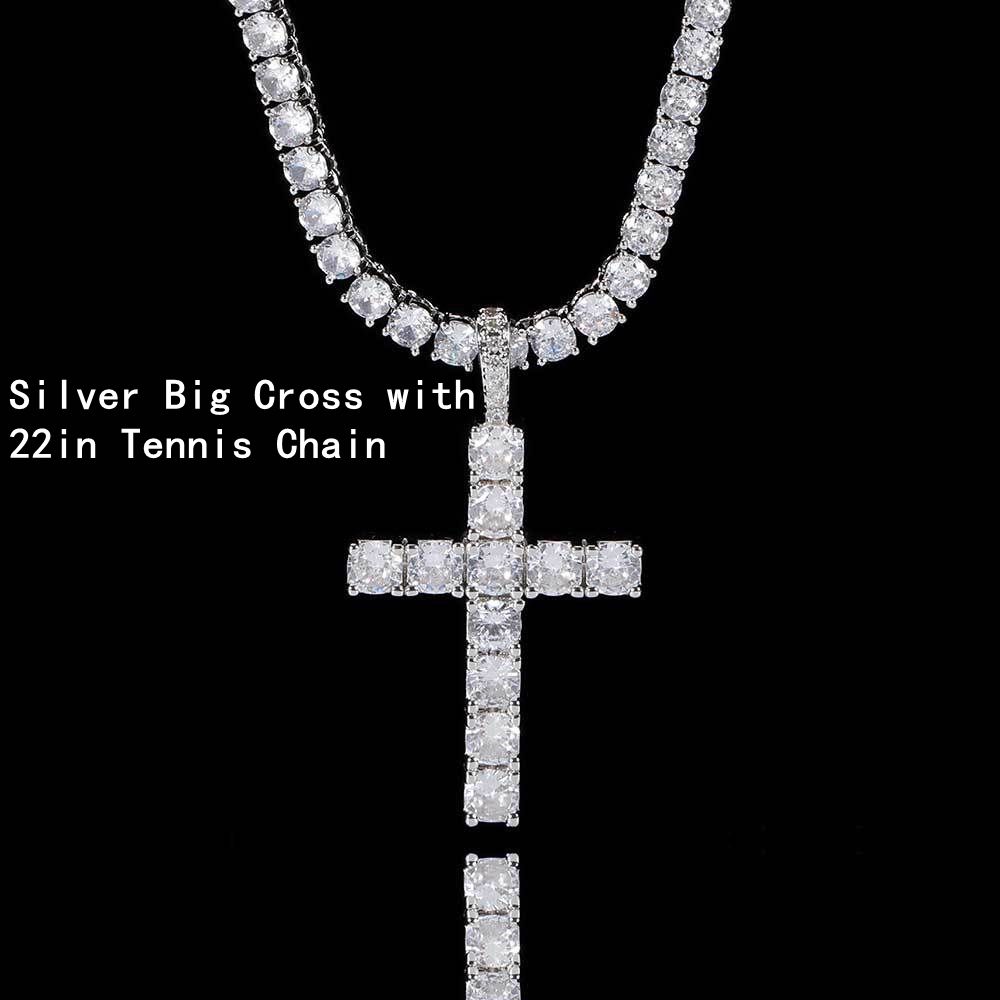 الفضة مع سلسلة التنس 22 بوصة