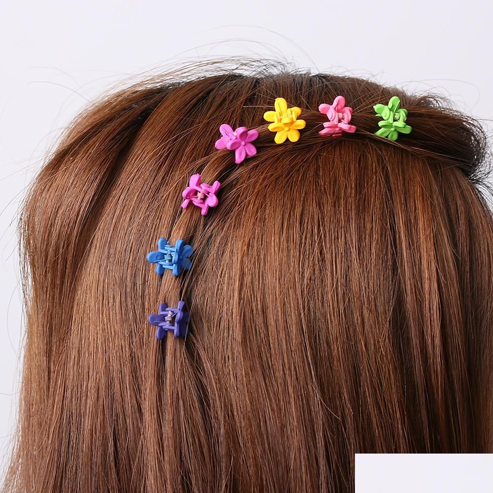 Hair Clips Barrettes Random Color Cute Children Girls Hairpins Small Flowers  Gripper 4 Claws Plastic Clip