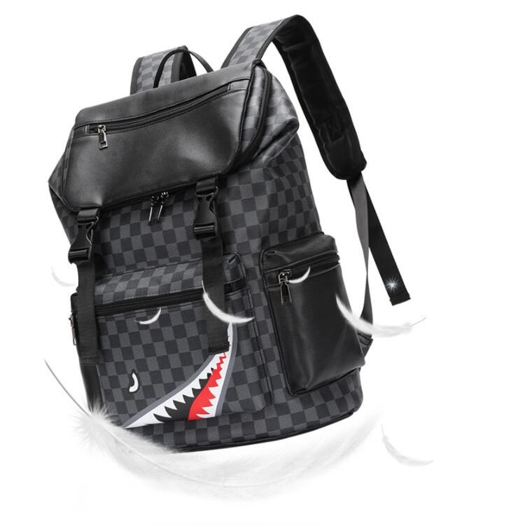 Fashion Schoolbag Sport&Outdoor Backpack Shark Black Check Pu Printed  Backpacks WaterproofTravelling Bag Wear Resistant Large Capacity Travelling  Computer Bag From Sanliujiu66, $39.43