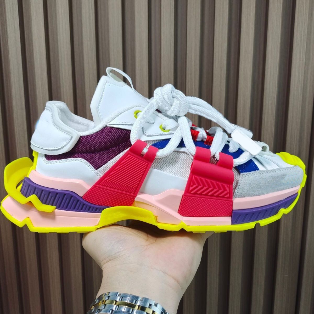 Designer Platform Sneakers Women 2026.Designer Platform Shoes Space Panelled Lace Up Sneakers Women Men Low ...