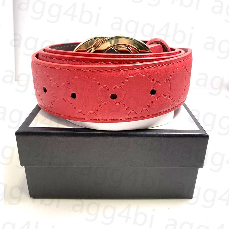 #13 Embossed Red + round gold buckle