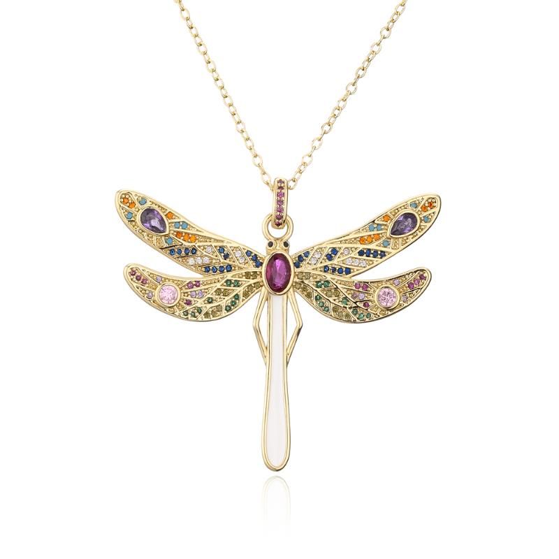 Colliers pendentifs ACHETER 2023 CZ Zircon Pave Setting Grande taille Dragoy pour femmes Collier chaîne en cuivre doré Cadeau_voghion.com