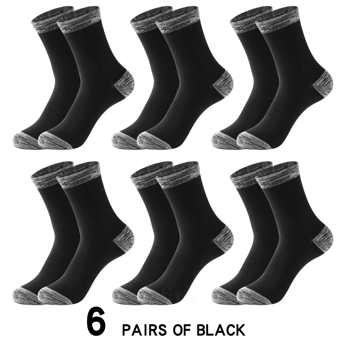 6 pairs black