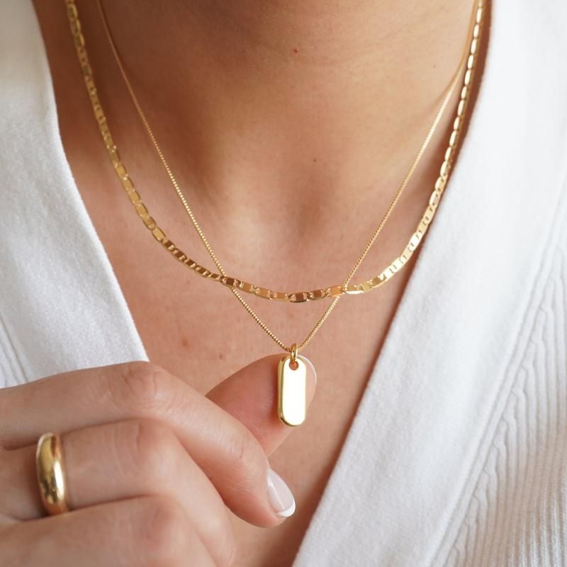Colliers pendentifs 2023 Collier ovale multicouche en acier inoxydable tendance pour femmes Chaîne géométrique couleur or_voghion.com