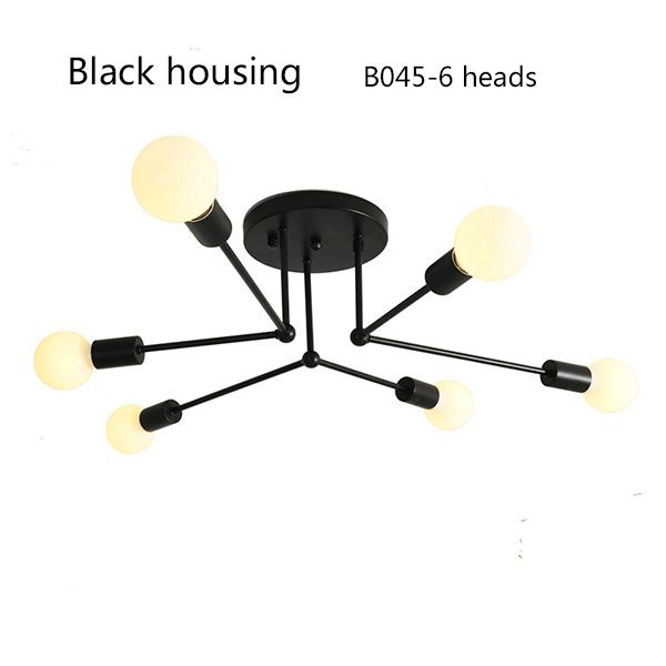 B045-6heads-black No include Bulb