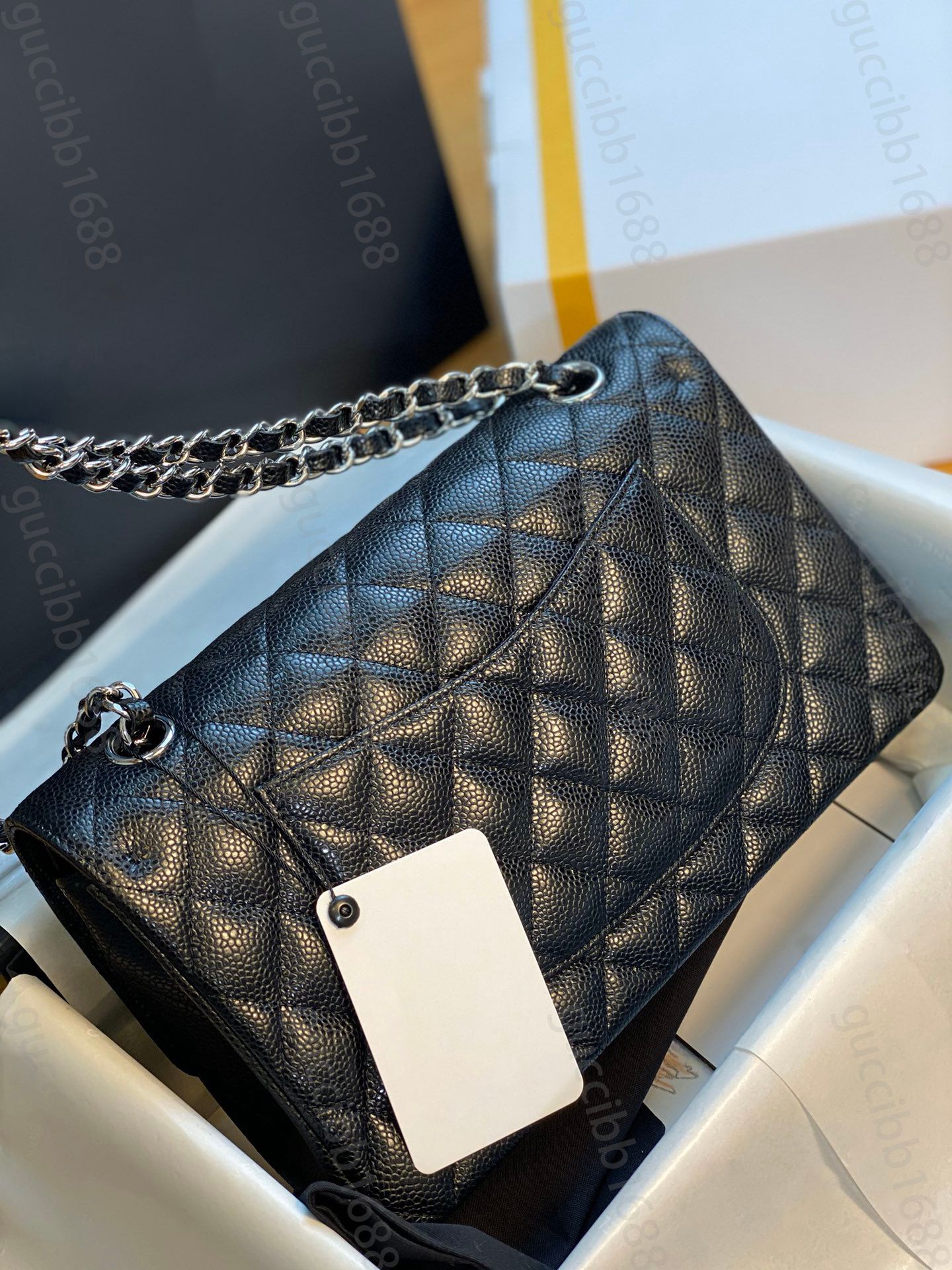 10A Mirror Quality Classic Quilted Double Flap Bag 25cm Medium Top Tier  Genuine Leather Bags Caviar Lambskin Black Purses Shoulder Chain Box Bag  Designer Handbag From Guccibb1688, $206.21
