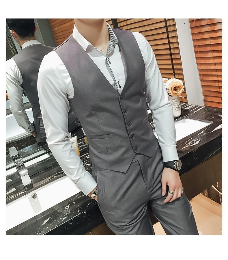 gray formal vest man