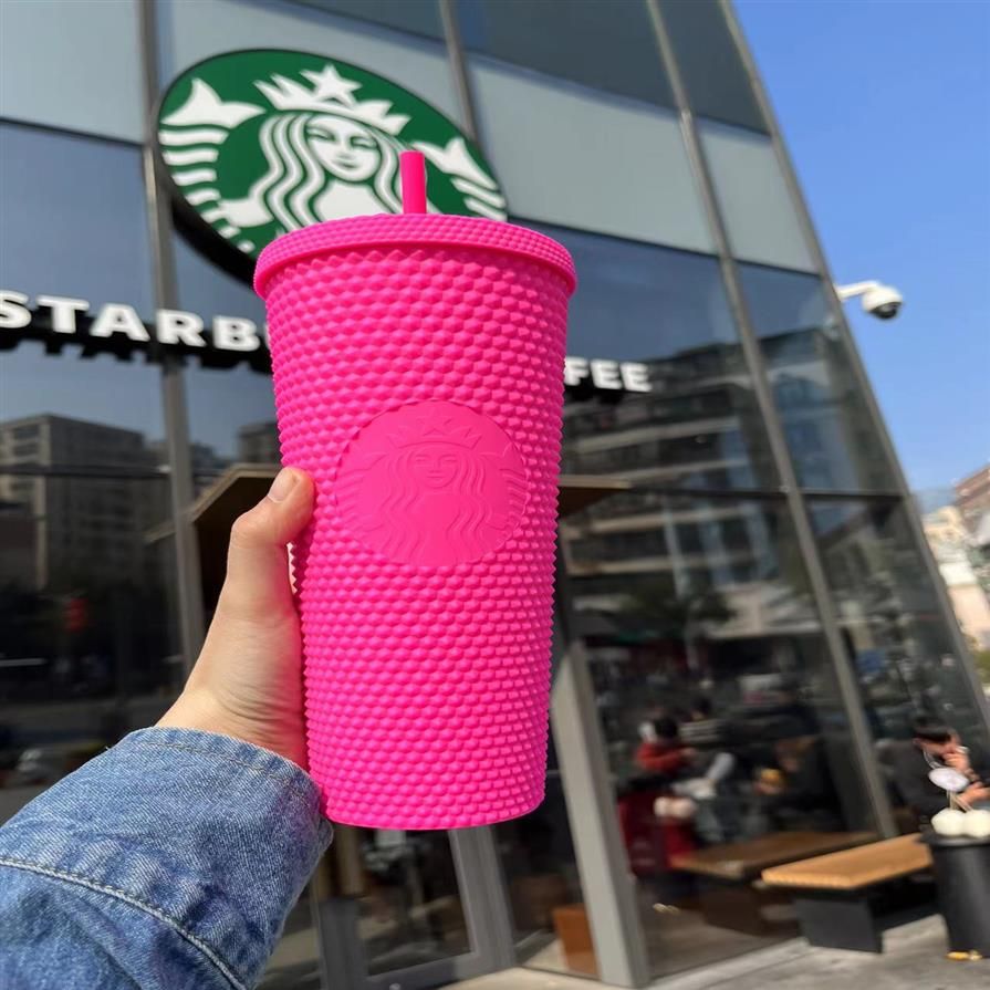 Starbucks 2021 China Diamond Matte Barbie Pink Studded Tumbler