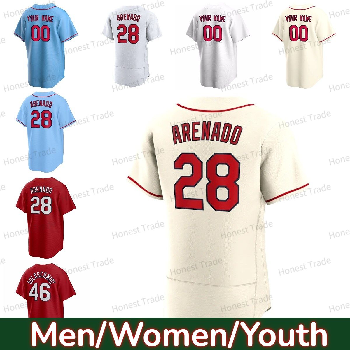 Custom 46 Paul Goldschmidt Nolan Arenado Jersey 5 Albert Pujols Paul DeJong  Harrison Bader 50 Adam Wainwright Red Blue Mens Youth Women Jerseys From  Sunobag, $20.63