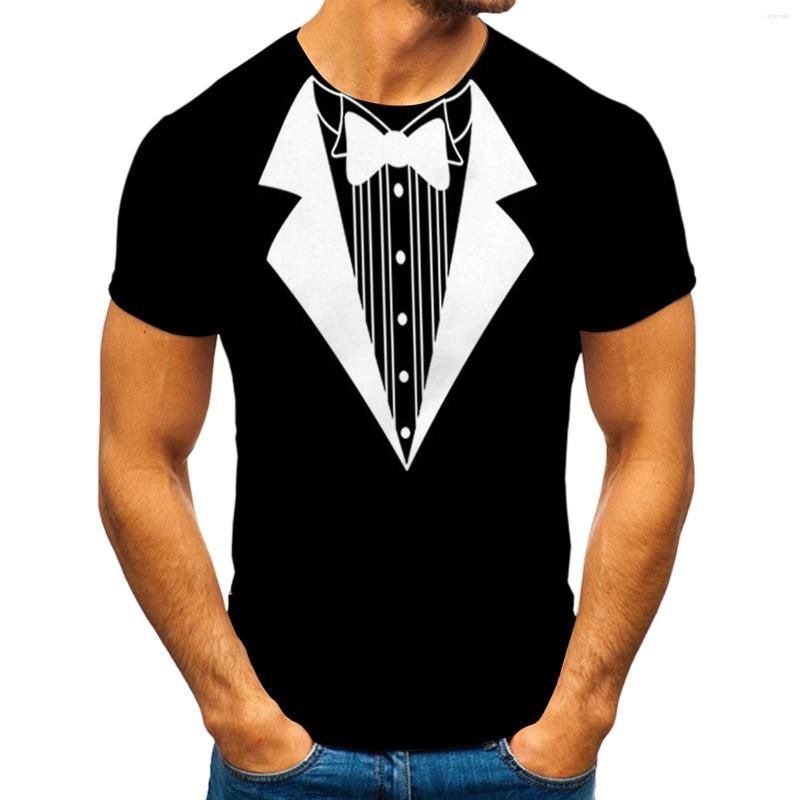 ₩19,072에서 남자 T 셔츠 3D 셔츠 재미있는 가짜 정장 턱시도 나비 넥타이 인쇄 남자 여름 패션 짧은 슬리브 스트리트웨어 조끼  Tshirt | Dhgate