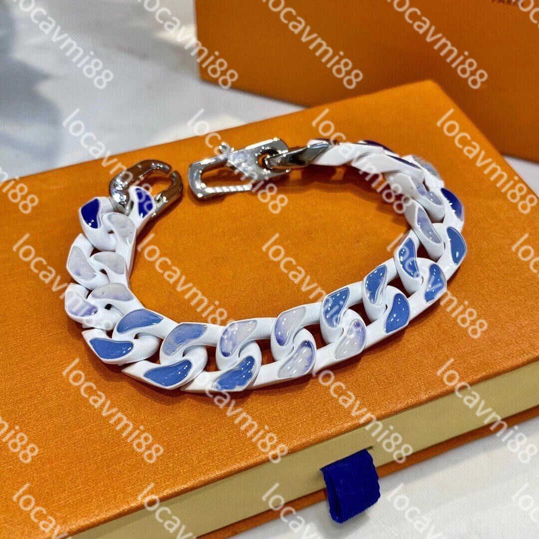 Cuban Bracelet Blue Sky White Clouds Couple Bracelet Women Men Jewelry  Accessories
