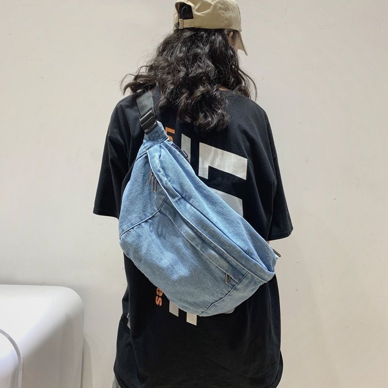 light blue waist bag