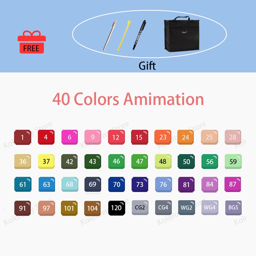 40 animacji kolorów.