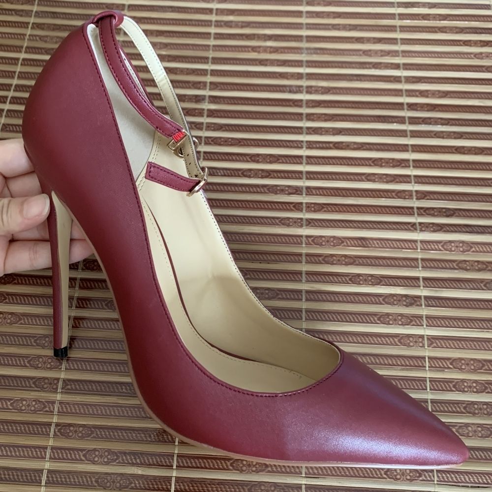 wine red shoes