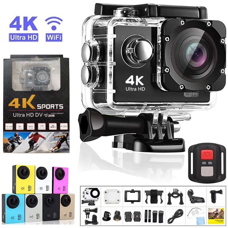 Sports Action Video Cameras Ultra HD 4K Camera 30FPS WiFi 20inch 170D 30M  Underwater Waterproof Helmet Recording Cam Original 230225 From Tie04,  $27.99