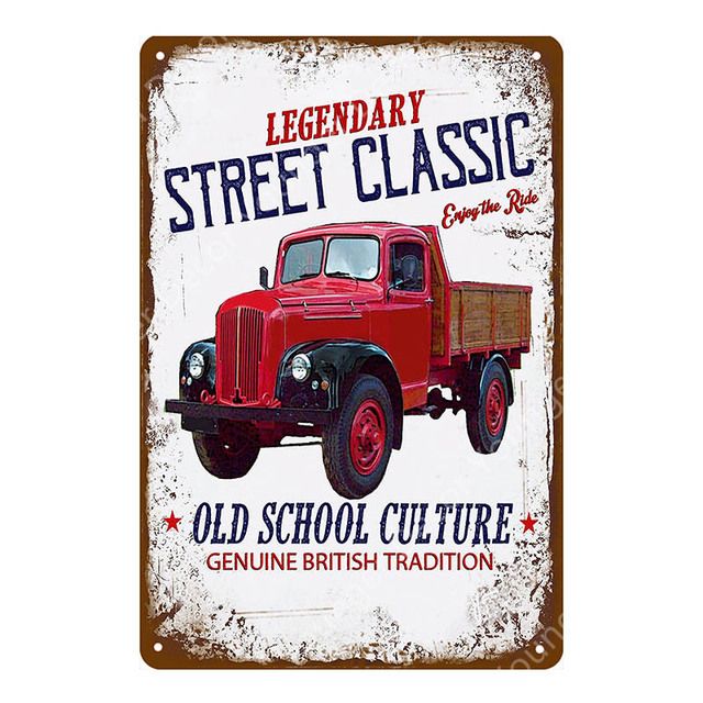 Vintage Home Art Decor Tin Sign Classic Car Bus Truck Campervan Metal
